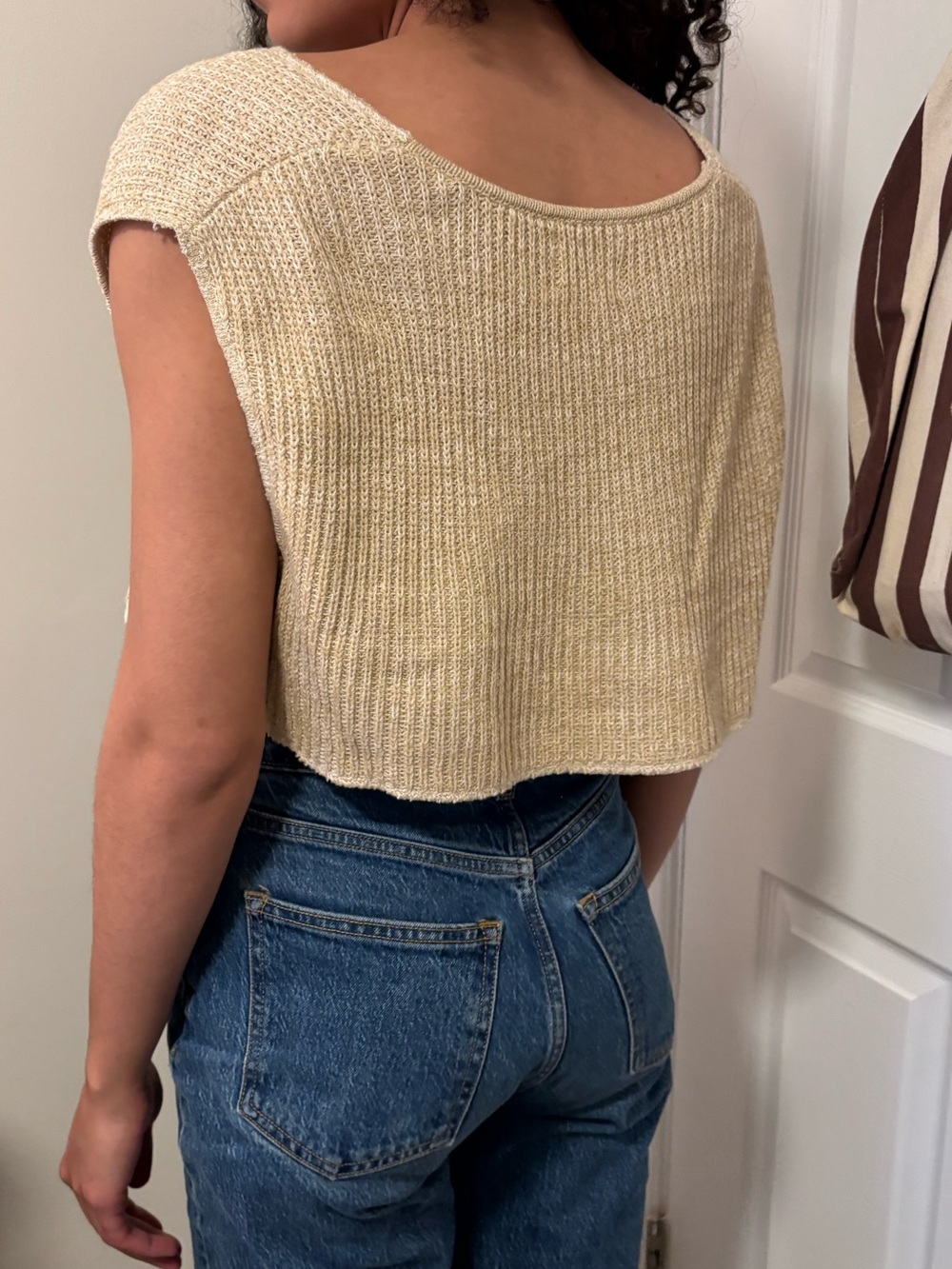 BDG Beige Ribbed Cropped Knit Tank - Picture 2 of 3